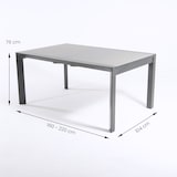 thumbnail of Mesa jardín extensible de 160 cm a 220 cm, Aluminio color antracita y cristal grueso color taupé, Tamaño: 104x160/220x76 cm