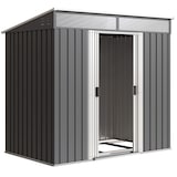 thumbnail of Outsunny caseta de jardín 2 m² 195x122x181,5 cm cobertizo exterior metálico con puerta corredera 2 ventanas y anti-UV para almacenar herramientas