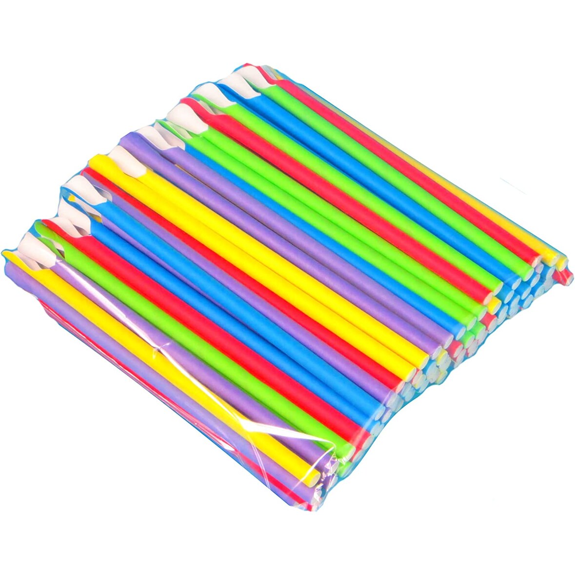 125 Bio Löffelhalme Papier Slushiehalme Jumbo 8mm dick 23cm lang bunt gemischt