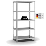 thumbnail of PROREGAL Fachbodenregal Schraubsystem | Grundregal | HxBxT 200x100x60cm | 5 Ebenen | Fachlast 200 kg | Beidseitig nutzbar | Verzinkt