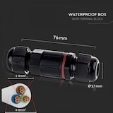 thumbnail of IP68 Kabelverbinder Klemmleiste Muffe Wasserdicht Kabeldicke: 4-6,5mm 3 Polig Kabelquerschnitt: 1 bis 4mm² ( bis 230V) schwarz