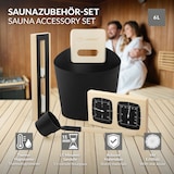 thumbnail of LuxeBath Sauna Zubehör Set 4-tlg, Aluminium & Holz schwarz, Kübel, Kelle, Thermometer & Sanduhr