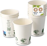 thumbnail of BIOZOYG 100 Stück Kaffeebecher 200ml / 8oz Einwegbecher Pappbecher weiß mit Bedruckung, kompostierbar nachhaltig Partybecher Trinkbecher Biobecher