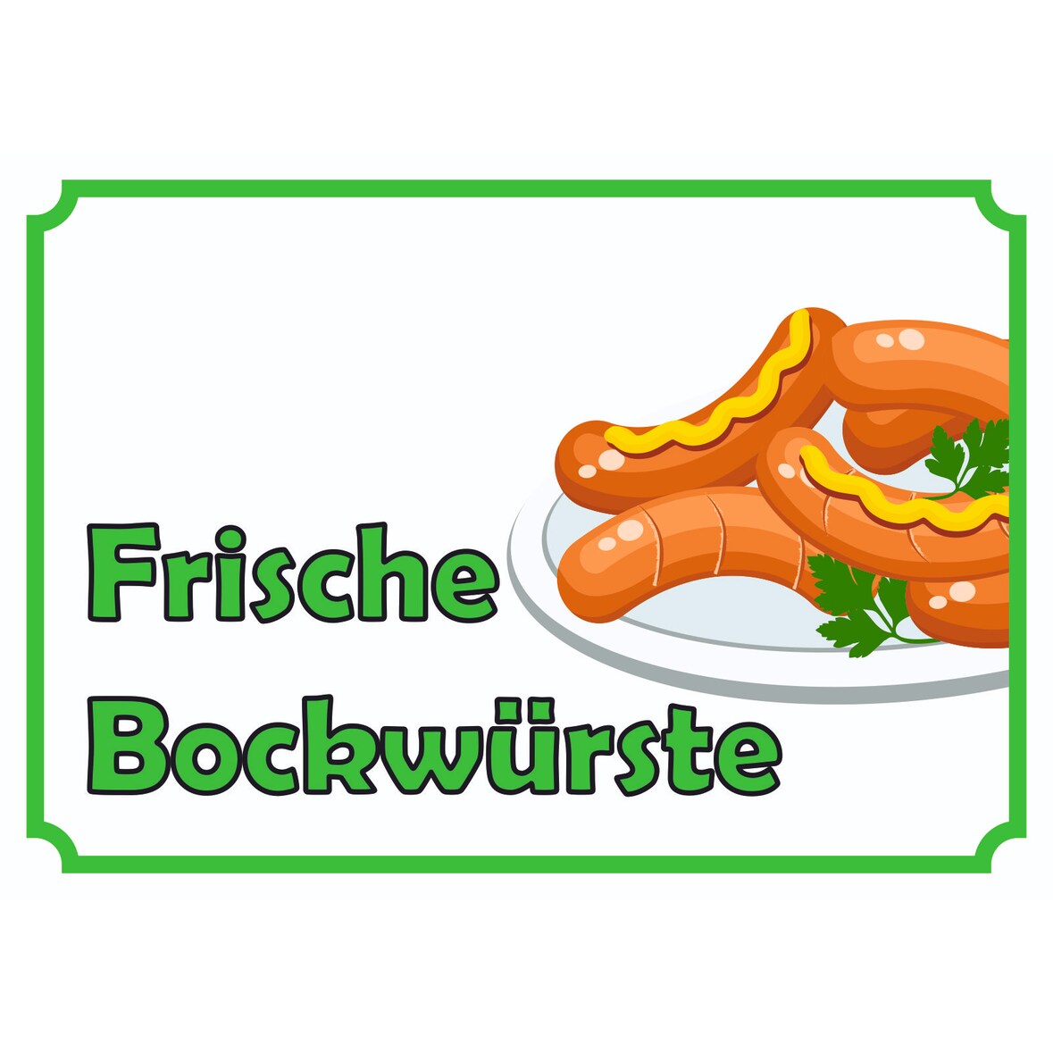 Frische Bockwürste Verkaufsschild Schild A3 Rückseite selbstklebend