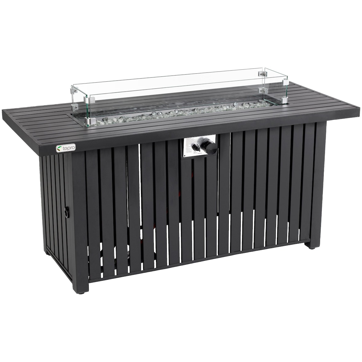 Tepro Feuertisch Topeka XL, Gasbetrieben, 137 x 56 x 63 (B x L x H) cm, mit Glasumrandung, anthrazit