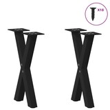 thumbnail of vidaXL Couchtischbeine X-Form 2 Stk. Schwarz 38x(42-43) cm Stahl