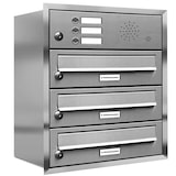thumbnail of AL Briefkastensysteme 3 Fächer Premium Edelstahl Unterputz Briefkasten Anlage mit Klingeln, Post A4, robust, wetterfest, Artikelnummer: 132T3U1KS