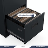 thumbnail of Hängeregisterschrank abschließbar TION - 4 Schubladen mit Schloss | Aktenschrank Büroschrank aus Stahl Metallschrank, 132x46x62cm Anthrazit