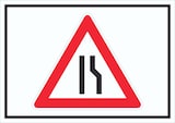 thumbnail of Schild Achtung Verengte Fahrbahn rechts Symbol A0 Rückseite selbstklebend