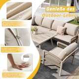 thumbnail of Merax set modular de jardín para 6-8 personas, sofá esquinero, 2 sofás sillón, 2 sillones individuales, mesa, cojines, beige