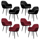 thumbnail of ECD Germany Esszimmerstühle 8er Set Samt Schwarz & Bordeaux, mit Armlehnen, Metallbeine, gepolsterte Küchen- & Wohnzimmerstühle