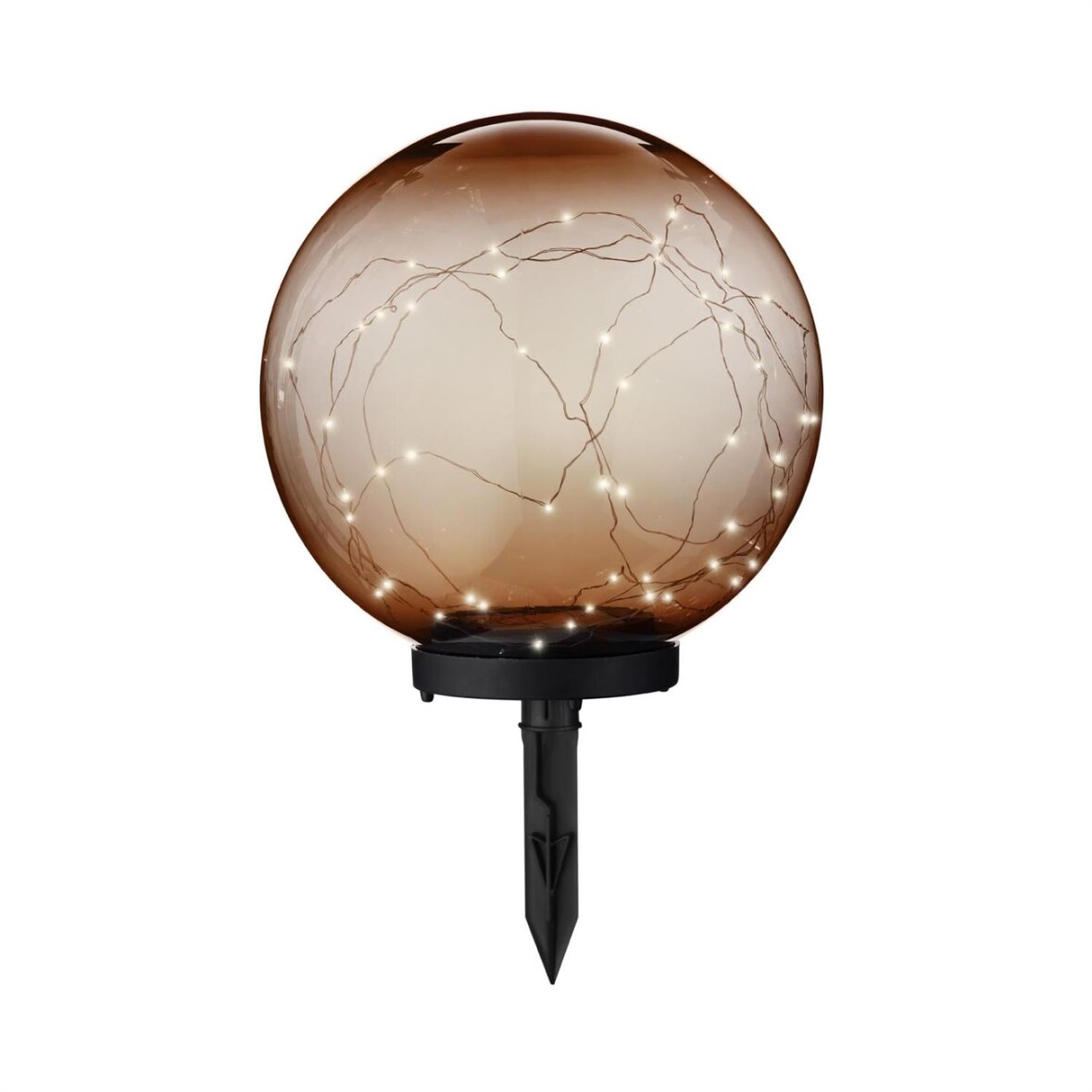 LED Solar Kugel Tisch Gartenleuchte mit Drahtlichterkette bernstein amber 30cm