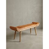 thumbnail of Sitzbank Echtleder / Massivholz Bank Braun 125x50x38 cm Chesterfield, Design Polsterbank Flur, Lederbank Bettbank 2 Personen, Flurbank