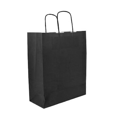 MONOUSO - Bolsa Papel Kraft Negra con Asas 90g/m² 24x11x32cm (25 Uds)