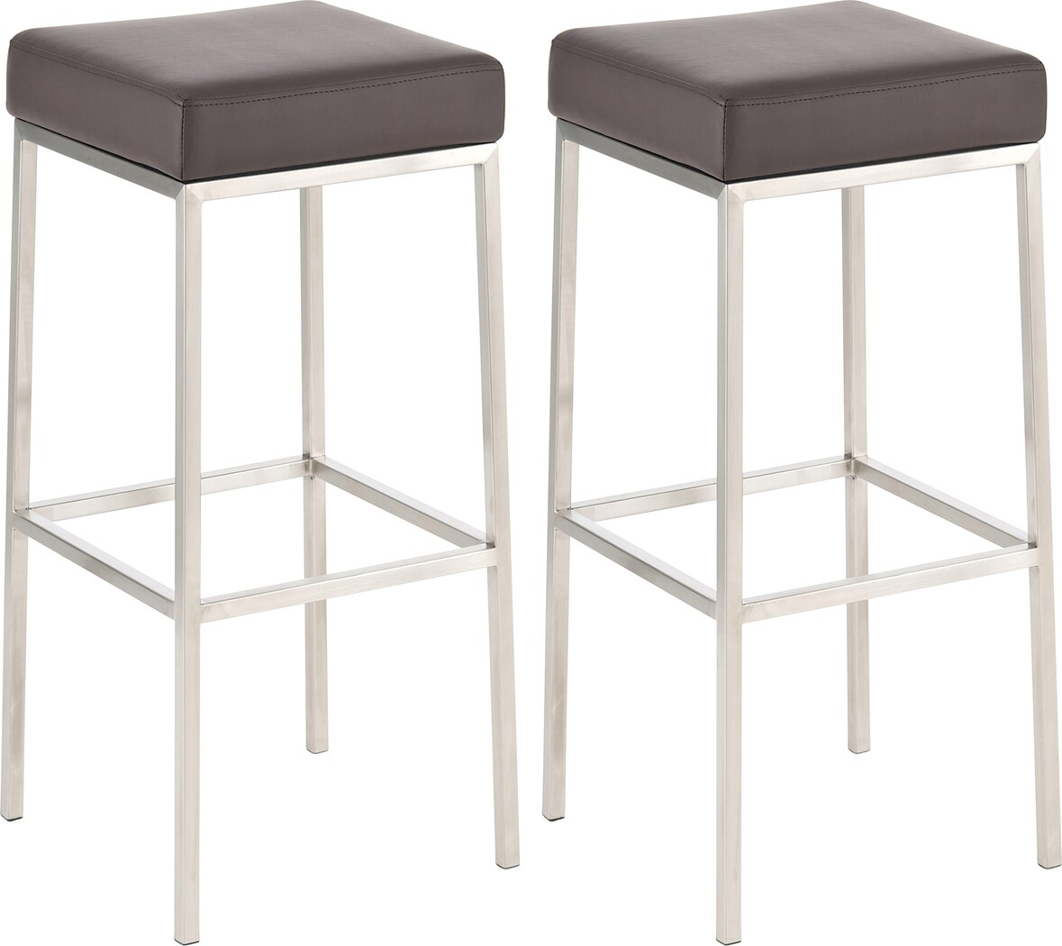 2er Set Barhocker BIDAN - Kunstleder Braun 37x37x85 cm | Barstuhl Mit Lehne Tresenhocker Tresenstuhl Kneipenhocker Kneipenstuhl