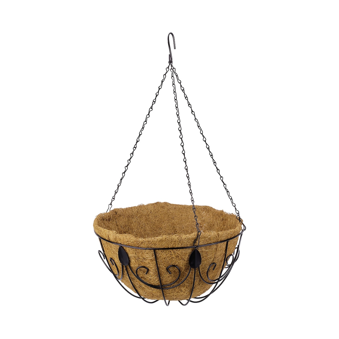 Relaxdays Hängekorb 3er Set, Kokos, Blumenampel mit Kette, 35 cm Durchmesser, je Pflanzenhalter 10 Liter Volumen, braun