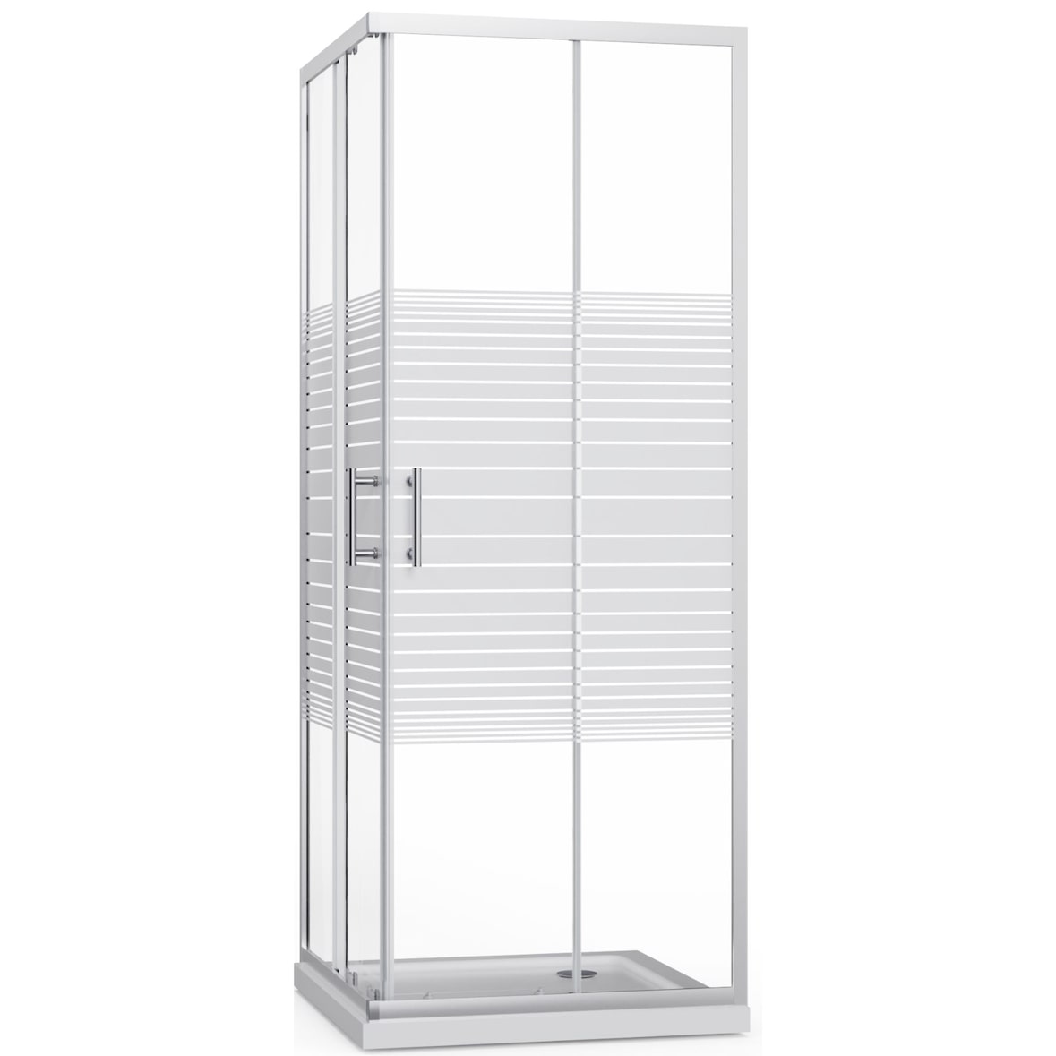 Mampara Ducha 80x80 Mampara Ducha Esquina Corredera 2 Caras Cristal Serigrafiado Transparente