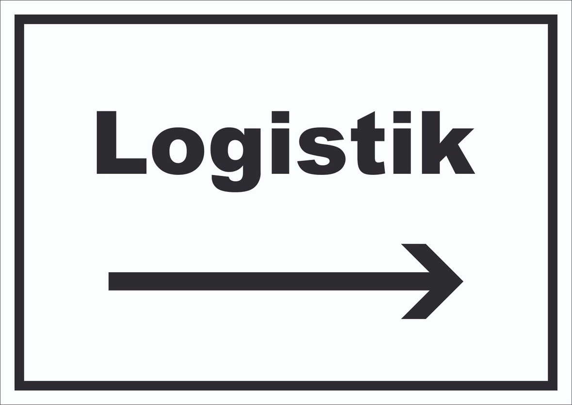 Logistik Schild mit Text und Richtungspfeil rechts Transport Versand waagerecht A5 (148x210mm)
