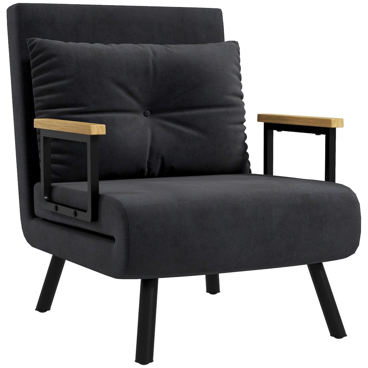HOMCOM sofá cama convertible sillón cama triple pliegue con respaldo ajustable de 5 niveles y almohada acolchada carga 120 kg 63x73x81 cm negro