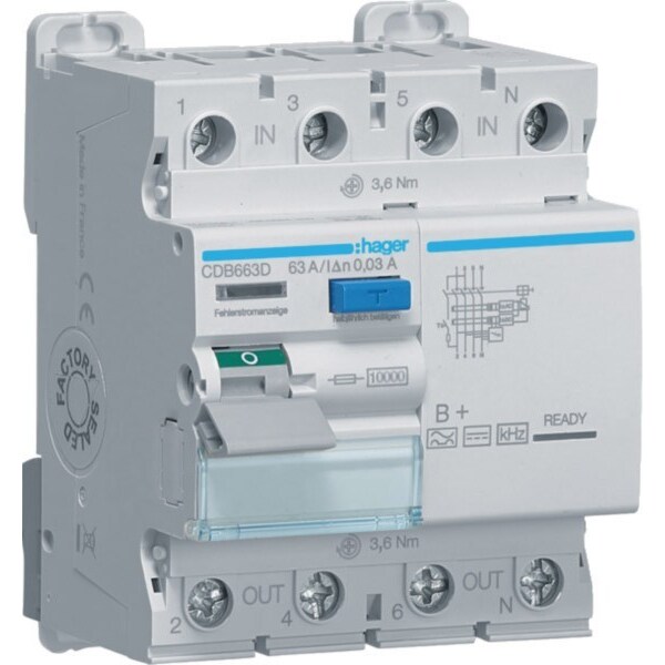 Hager Fehlerstromschutzschalter CDB663D