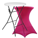 thumbnail of Table haute mange debout + housse rose