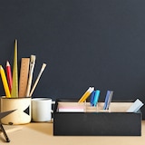 thumbnail of Relaxdays Schreibtisch Organizer, 12 Fächer, verstellbar, Bambus & MDF, Badorganizer, HBT 12 x 30 x 18 cm, schwarz/natur