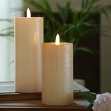 thumbnail of LED Kerze LINA Rustik Optik Echtwachs flackernd Timer H: 19cm rosa