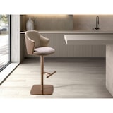 thumbnail of Angel Cerdá Sgabello girevole in tessuto crema screziato e similpelle marrone 4232C 54 x 57 x 87