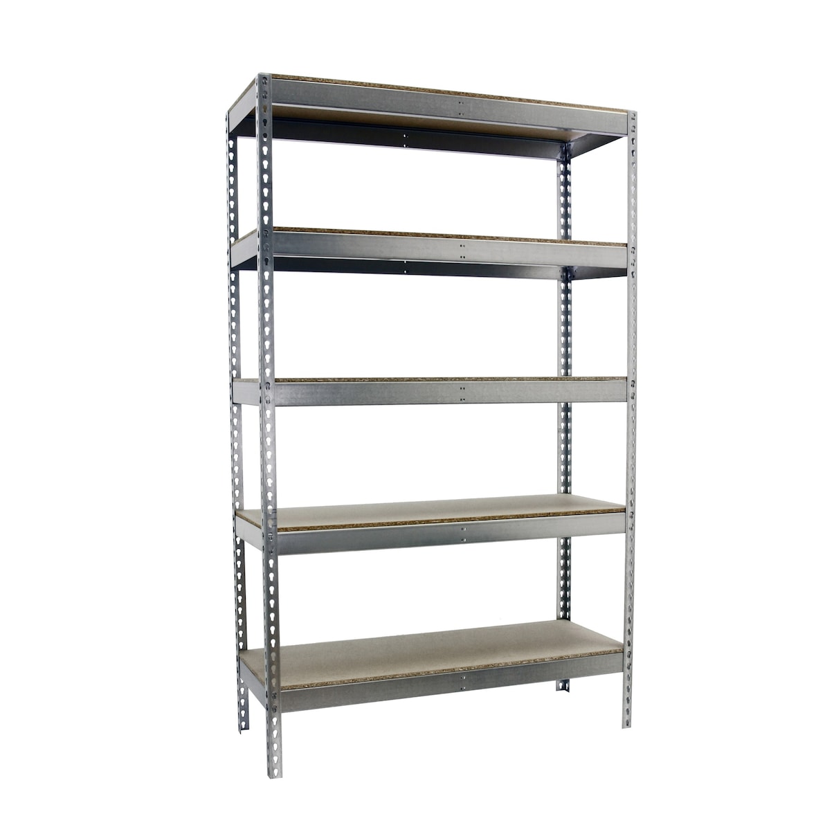 SimonRack Industrieregal, 2500x1200x750 mm, 400 kg am Biegepunkt, 5 Holzböden, Garagenregal, Verzinkt/Holz- Ecoforte