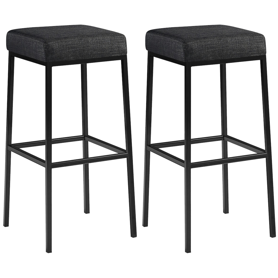 2er Set Barhocker Montreal Stoffbezug dunkelgrau/schwarz