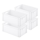 thumbnail of 4 Eurobehälter mit 2 Durchfassgriffen, LxBxH 600x400x220 mm, 45 Liter, weiß