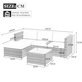 thumbnail of Merax polyrotan loungebankset, lounge tuinmeubelen, bankstel met zit- en rugkussens, loungetafel, bruin