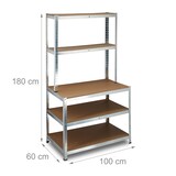 thumbnail of Relaxdays Schwerlastregal mit Werkbank, 900 Kg 5 Böden, Freistehend, HBT 180x 100 x 60 cm, Metall, MDF, Steckregal, grau