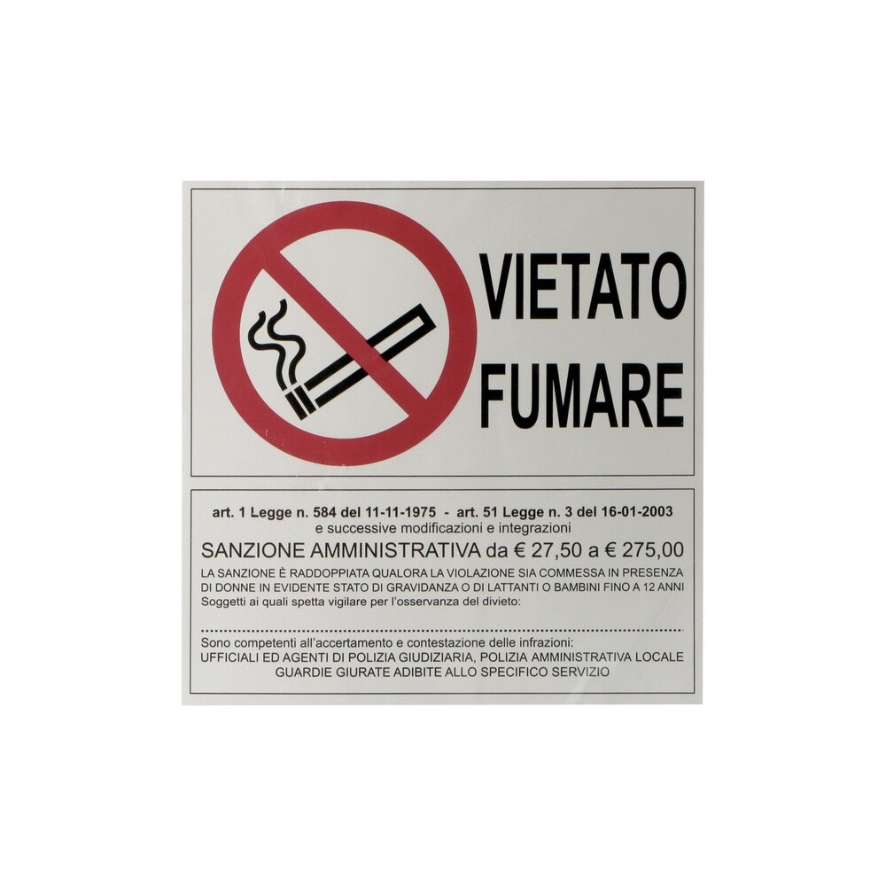 Set 2 Pz Targhe Adesive "Vietato Fumare" Cm 19,5x19,5