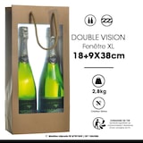 thumbnail of Bolsa de 2 botellas de doble ventana XL kraft marrón con asas de cordón por 100 - Gimex