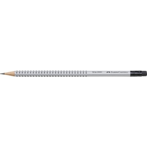 FABER CASTELL Crayon graphite GRIP 2001 HB + embout gomme, corps triangulaire et ergonomique, mine collée