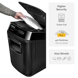 thumbnail of Fellowes Distruggidocumenti a frammento AutoMax™ 200C, 200 fogli automatico (10 manuale), piccolo ufficio, cestino 32L, sicurezza P-4, nero,4653602-99