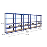 thumbnail of PROREGAL Mega Deal | 5x étagère robuste RAGNAR | HxLxP 180x90x40cm | Charge du compartiment 175kg | Bleu