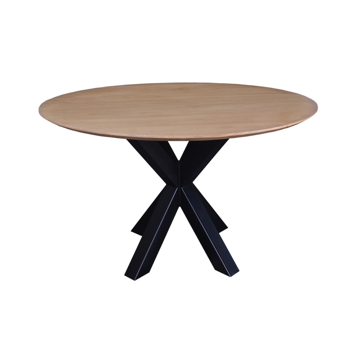 SIT Möbel eettafel rond | Ø 120 cm | sungkai hout naturel | metalen frame zwart | B 120 x D 120 x H 75 cm | 09615-01