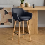 thumbnail of 2er Set Barhocker MIRID - Kunstleder Schwarz 55x46x99 cm | Barstuhl Mit Lehne Tresenhocker Tresenstuhl Kneipenhocker Kneipenstuhl
