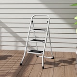 thumbnail of HOMCOM escalera plegable de 3 peldaños escalera de tijera carga hasta 150 kg con pedal antideslizante fácil de guardar y transportar blanco