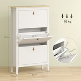 thumbnail of HOMCOM mueble zapatero estrecho con 3 cajones abatibles estantes ajustables y tiradores de PU para 21 pares de zapatos 80x24x131 cm blanco