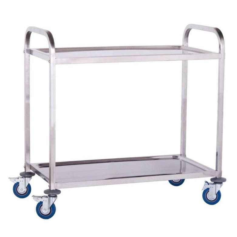 Helloshop26 - Professionele servicewagen 101 x 55 cm gehard roestvrij staal 2 niveaus max 160 kg 3614111