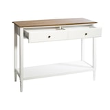 thumbnail of Meuble Console 2 Tiroirs en Bois Blanc et Naturel H 85 cm