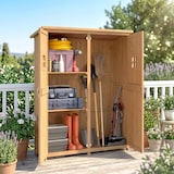 thumbnail of Outsunny Cobertizo de Madera Caseta de Jardín Armario Herramientas de Jardinería con Estantes Doble Puerta Ventanas Techo Asfáltico 127,5x50x164 cm