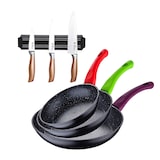 thumbnail of BERGNER - Set di 3 Padelle 18/22/26cm Jolie Alluminio Forgiato per Induzione con Set 3 coltelli in acciaio inossidabile con supporto magnetico