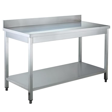 Roestvrijstalen werktafel / roestvrijstalen tafel Easy met onderblad 100 x 70 x 85 cm + opstaande rand
