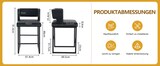 thumbnail of Barhocker Set 2er Schwarz 91x50x41 cm mit PU Bezug und Metallgestell, gepolsterter quadratischer Sitz, nordisches Design
