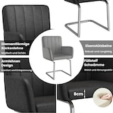 thumbnail of Merax 2er Set Esszimmerstühle, Polsterstühle, mit vertikalen Streifen, Gepolsterter Sessel mit zickzackförmige Metallbeine, PU, Schwarz