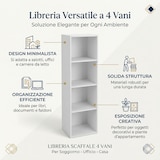 thumbnail of Libreria Scaffale 4 Vani Mobile Soggiorno Ufficio Casa 30x24x106 Cm - Bianco